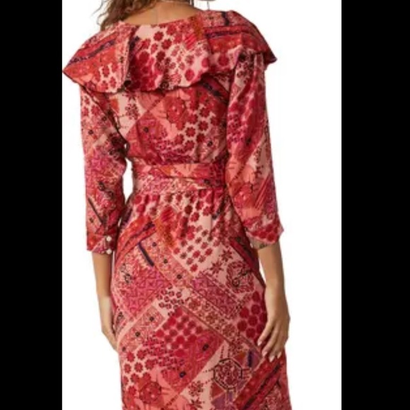 NWT FREE PEOPLE lennon maxi ruffle dress in primrose combo size small - Picture 7 of 16